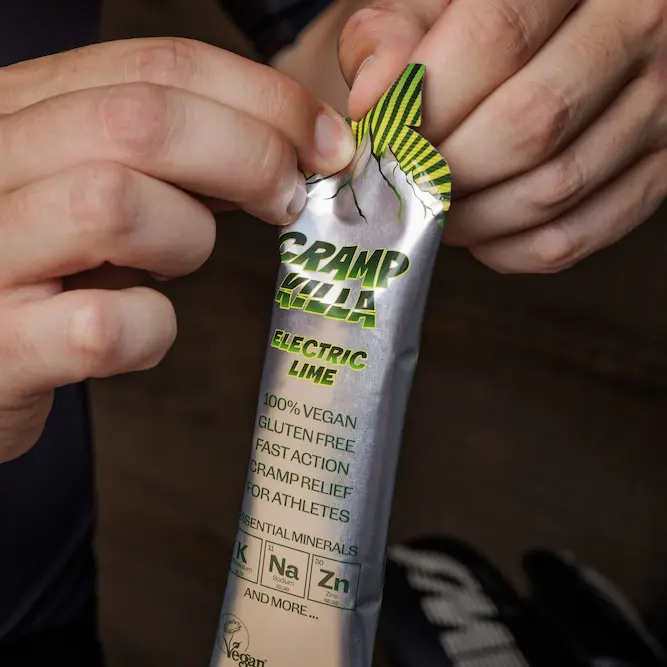 Tearing a sachet open mid-race